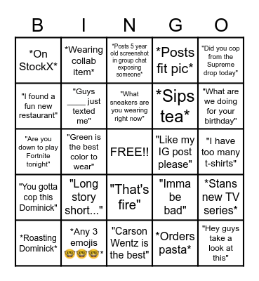 Thom's Bingo Card