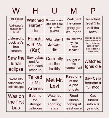 How Long Have You Been in the Facility? Bingo Card