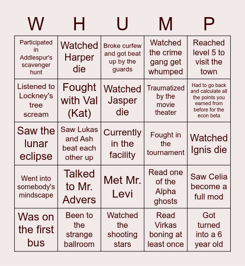 How Long Have You Been in the Facility? Bingo Card