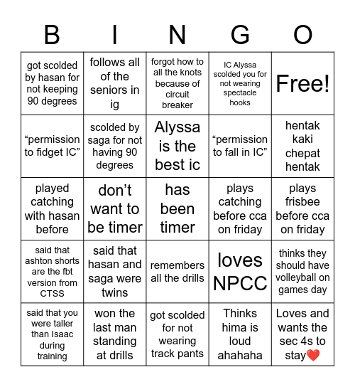 𝚂𝚎𝚌 1 𝙲𝚃𝙽𝙿 Bingo Card