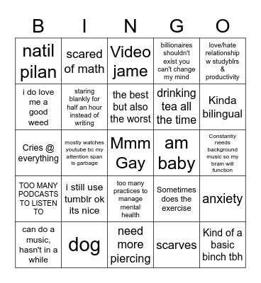 Natalie Bingo Card