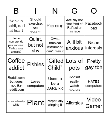 David Bingo Card