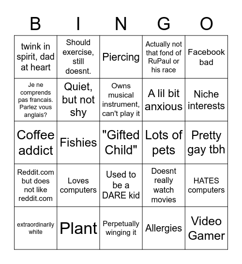 David Bingo Card