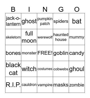 Halloween BINGO Card