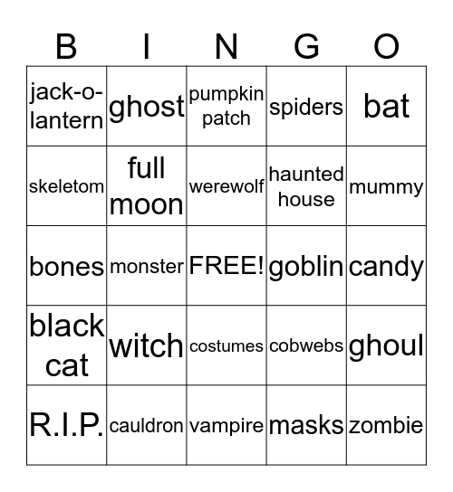 Halloween BINGO Card