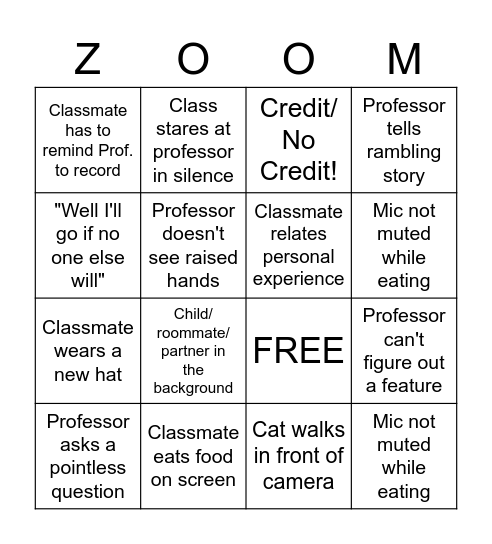 ZoomLaw Bingo Card