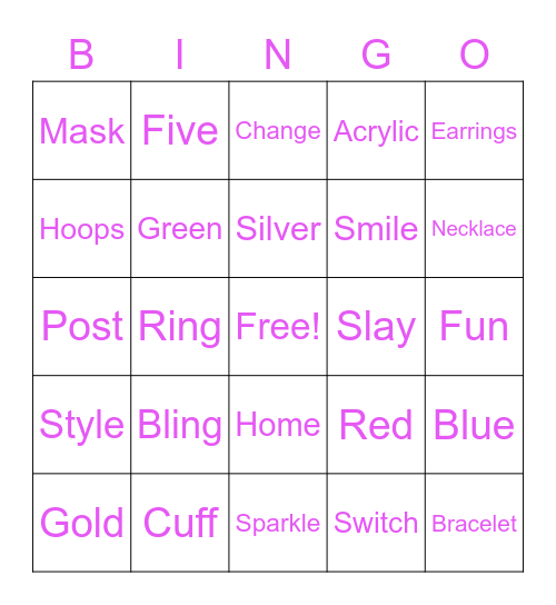 Zoom Blingo Bingo Card
