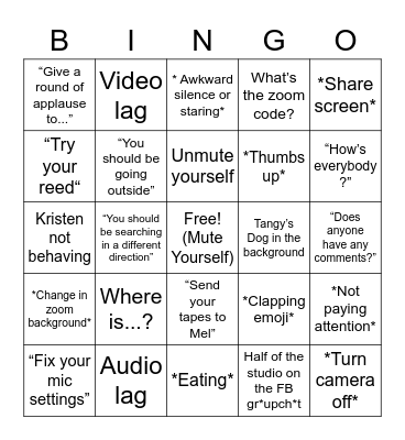 T A N G Y  Z O O M Bingo Card