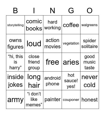 dad’s bingo Card