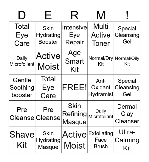 Dermalogica Bingo Card