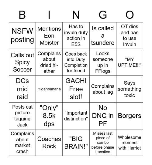 Ryan Bingo Card