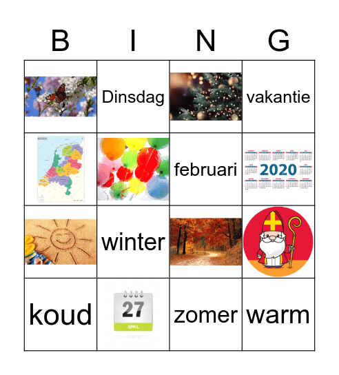 Dagen en maanden Bingo Card