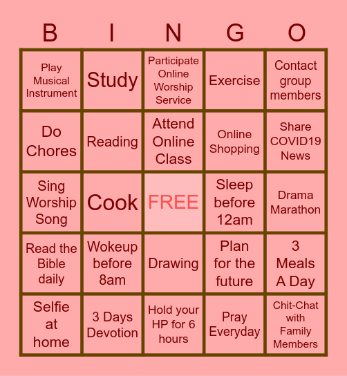 Bingo (MCO Day #35) Bingo Card