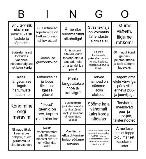 SÜDAMEKUU Bingo Card