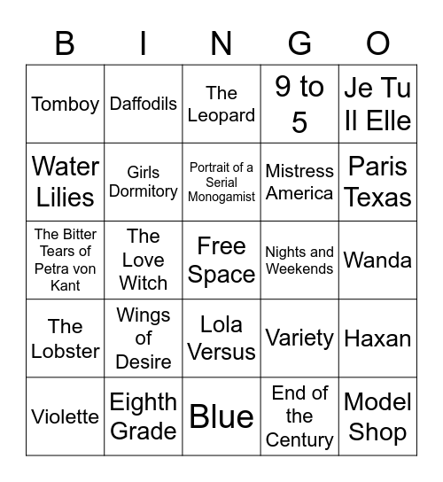 Films I Haven't Seen Bingo Card