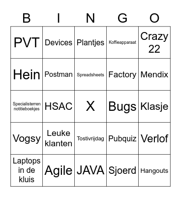 Specialisterren Bingo Card