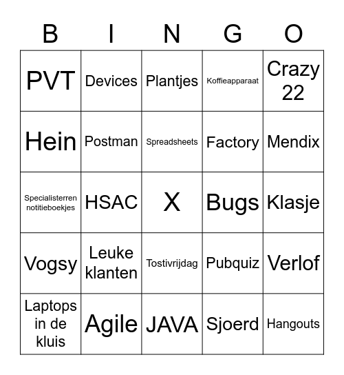 Specialisterren Bingo Card