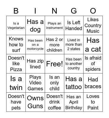 ICE BREAKER BINGO Card