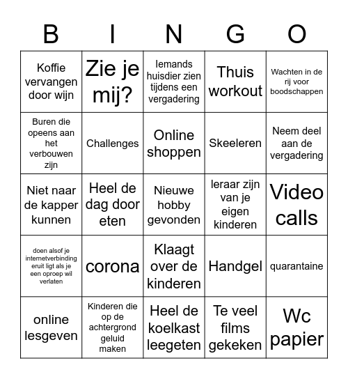 Thuis werken ADA Bingo Card