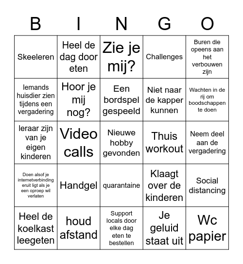 Thuis werken ADA Bingo Card