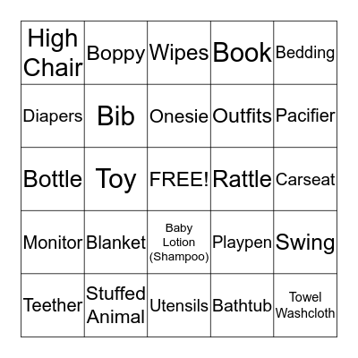 Baby Bingo! Bingo Card