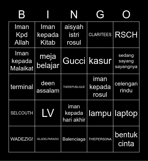 slk2x Bingo Card