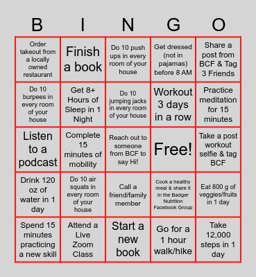 Badger Bingo! Bingo Card