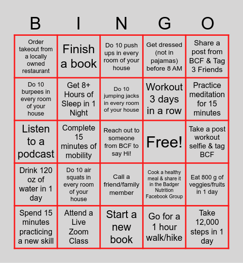 Badger Bingo! Bingo Card