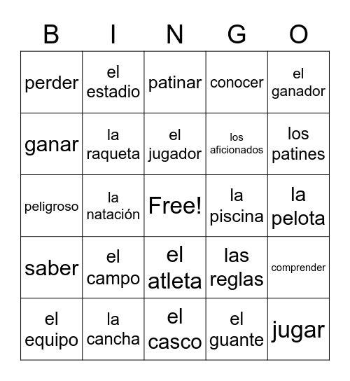 Los Deportes Bingo Card