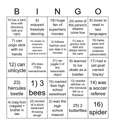 Team Bingo! Bingo Card