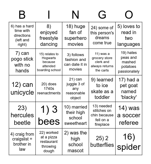 Team Bingo! Bingo Card