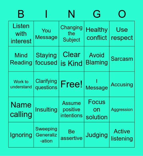Roadblock and Bridges Bingo Card