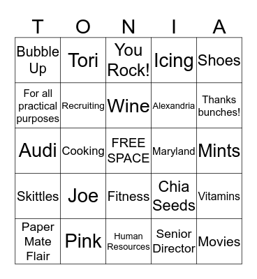 Happy Birthday Tonia! Bingo Card