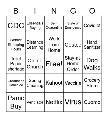 Coronavirus Bungo Bingo Card