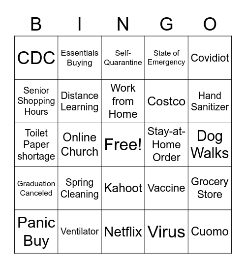 Coronavirus Bungo Bingo Card