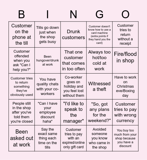 RETAIL Bingo Card