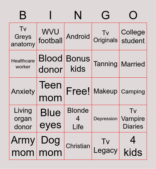 LeAnna' bingo Card