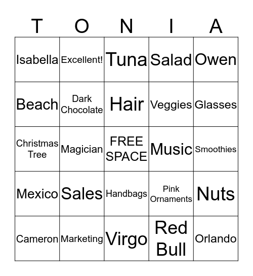 Happy Birthday Tonia! Bingo Card