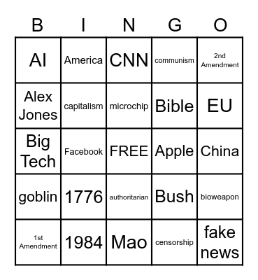 Infowars Bingo Card
