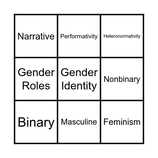 Gender Studies Bingo Card