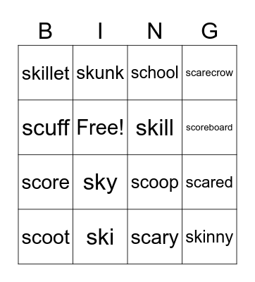 Sk BINGO Card
