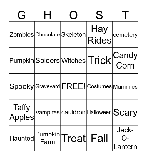 Mrs. Parlier's 4th Grade Halloween Party Bingo Card