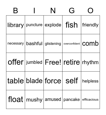 Test Bingo Card