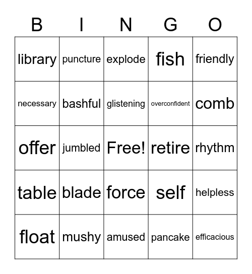 Test Bingo Card