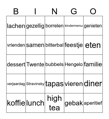 Stravinsky's Bingo-diner! Bingo Card
