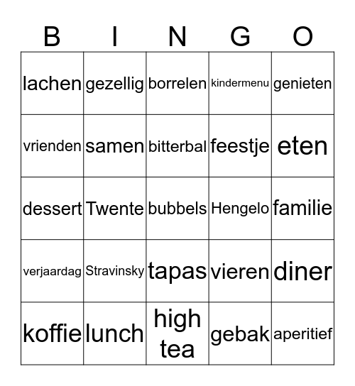 Stravinsky's Bingo-diner! Bingo Card