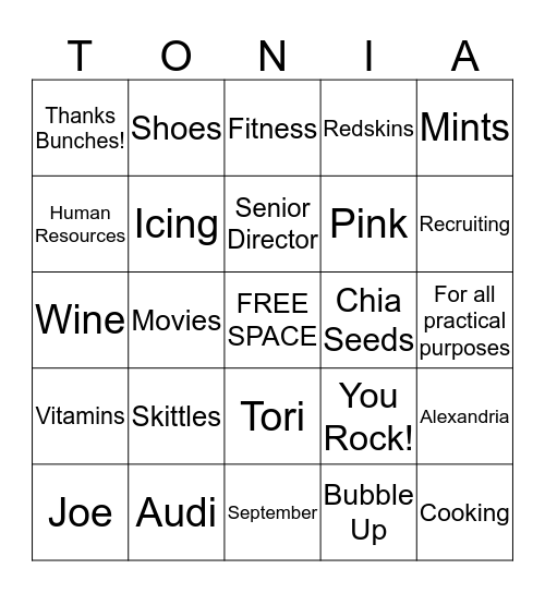 Happy Birthday Tonia! Bingo Card