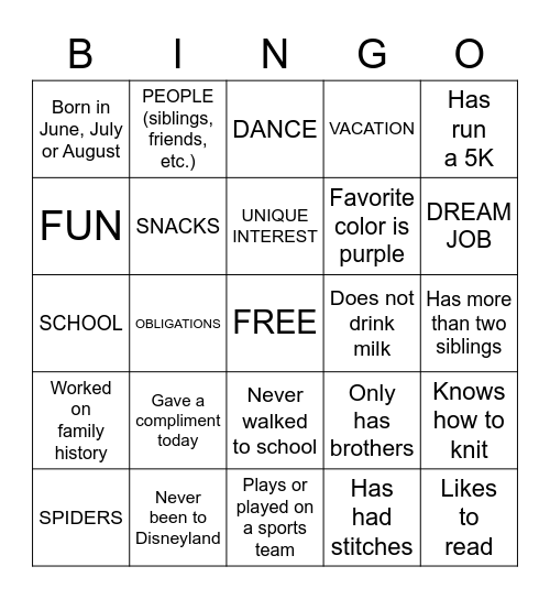 ON-TOPIC CONVERSATION BINGO Card