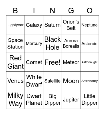 Science Bingo Card