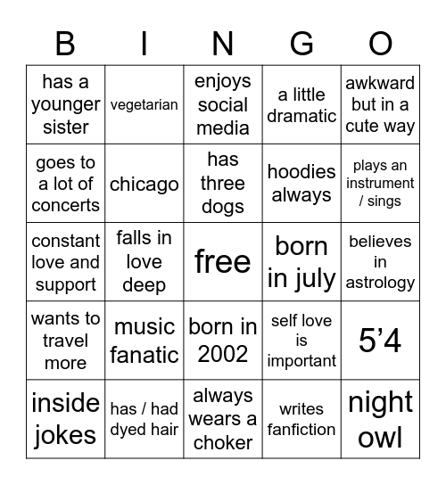 sav’s bingo Card